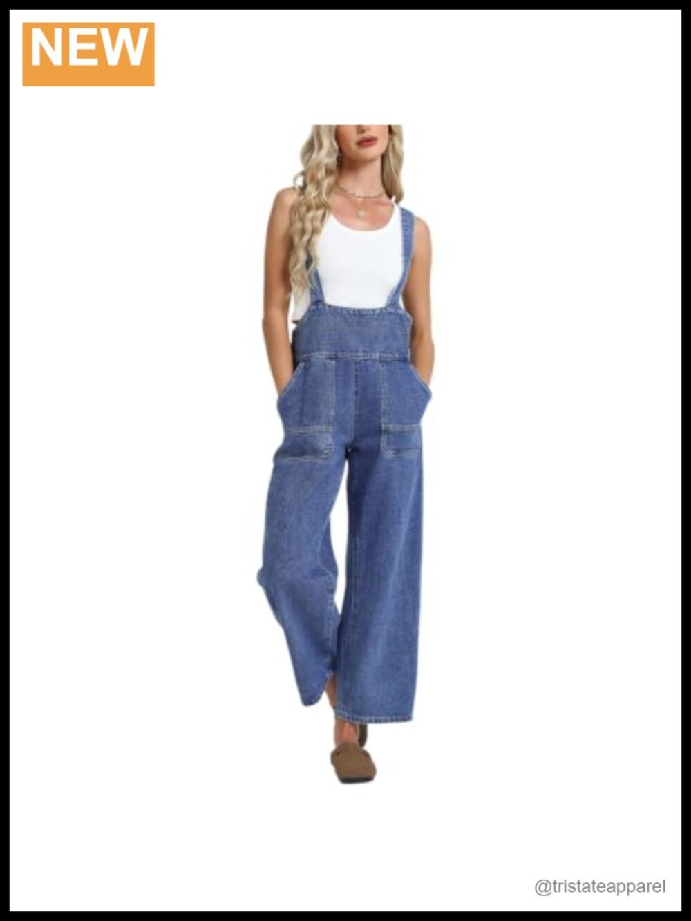 Baggy Barrel Denim Overalls Wide Leg Adjustable Strap Cotton Blend Jumpsuit